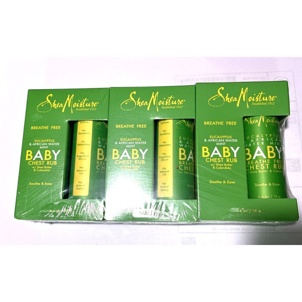 Shea Moisture Breathe Free Baby Chest Rub, Eucalyptus & African Water Mint Lot 3